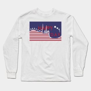 Happy Labor Day with USA Flag Illustration Long Sleeve T-Shirt